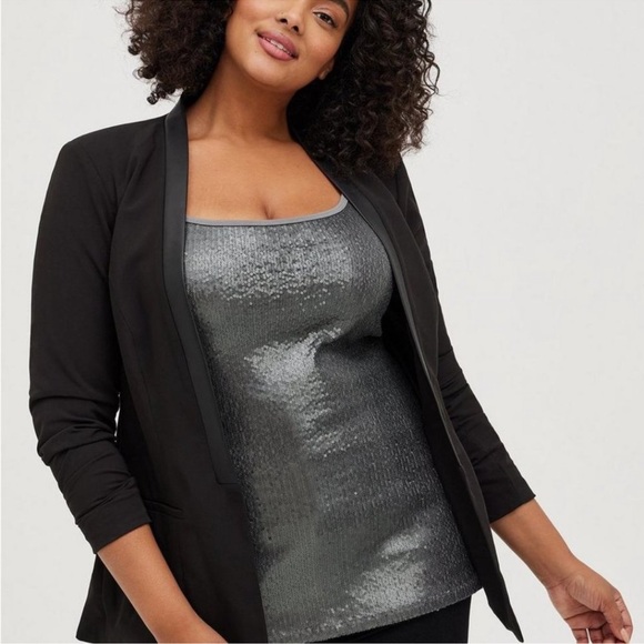 Torrid Studio Crepe Faux Leather Trim Blazer - Picture 13 of 13